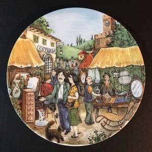 Brunelli Market Scene Italian Plate 8.5"
